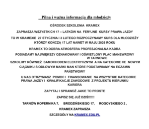 Read more about the article INFORMACJA DLA SIEDEMNASTOLATKÓW